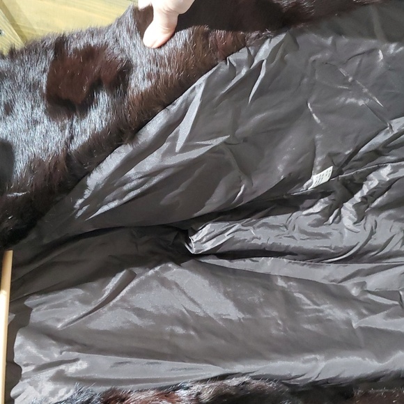 VINTAGE 100% REAL RABBIT FUR COAT MADE IN KOREA SIZE LARGE POCKETS MOBWIFE - Picture 7 of 10